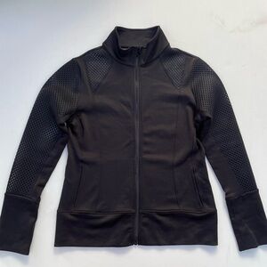 Danskin Women's Black Mesh Sleeve workout Jacket Spandex Fitted Size Large
